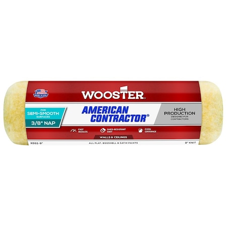 Wooster 9" Paint Roller Cover, 3/8" Nap Nap, Knit Fabric R562